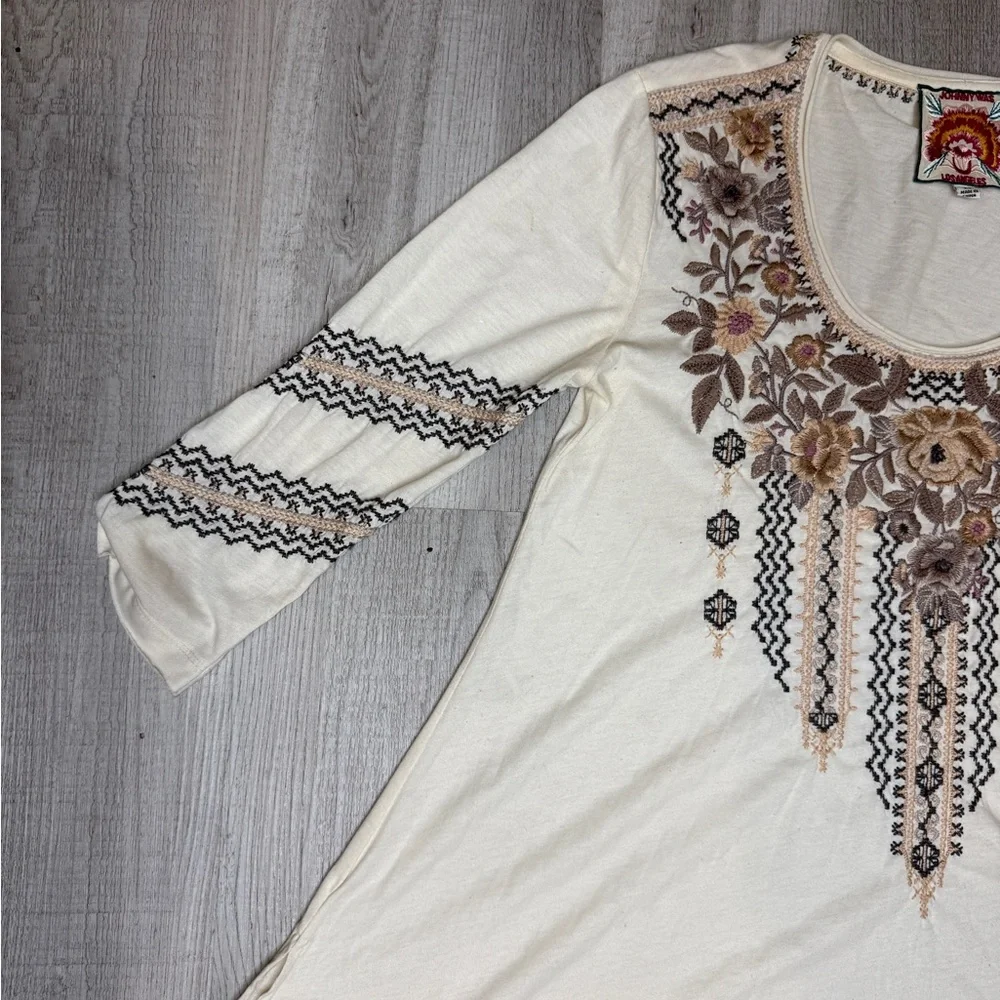 Johnny Was Marushka 3/4 Sleeve Trapeze Tee Top Size XS see Measurements Runs Big - Picture 8 of 15